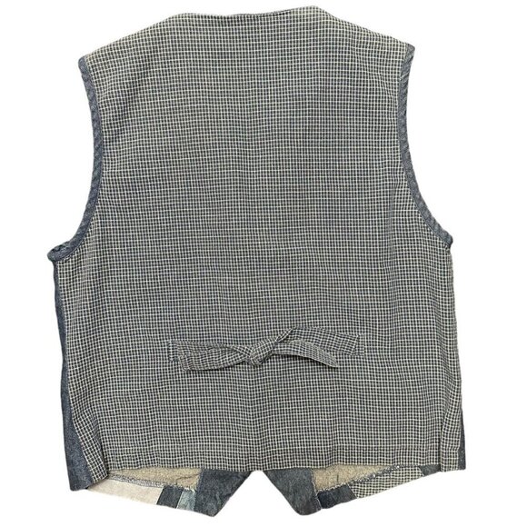 Vintage Vest Napa Valley 90's Denim Patchwork‎ Embroidery Crochet Detail Size M - Picture 2 of 8